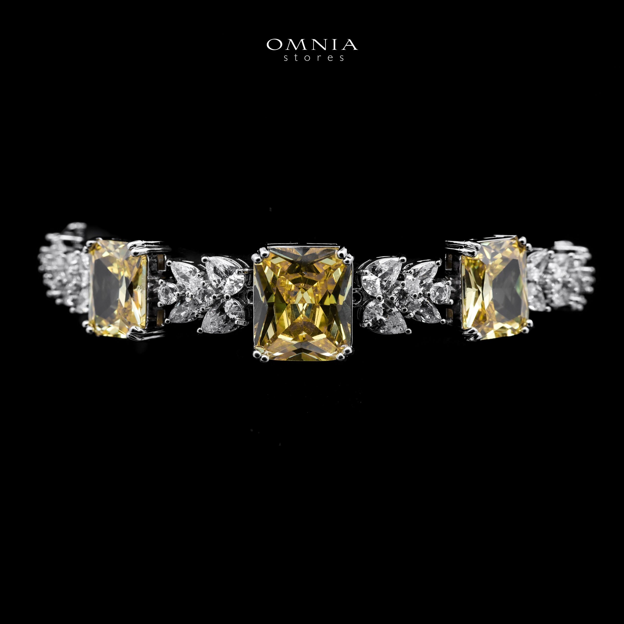 Omnia Amelia Yellow Bridal Full Set with Radiant and Pear-Cut High-Quality Simulated Diamonds in High-Quality Rhodium Plating image number null