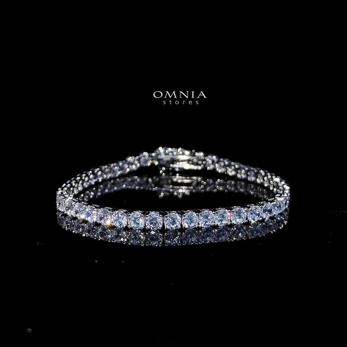 Omnia Imani White Tennis Bracelet in 92.5 Silver with Radiant-Cut 4mm Stones and High-Quality Simulated Diamonds image number null