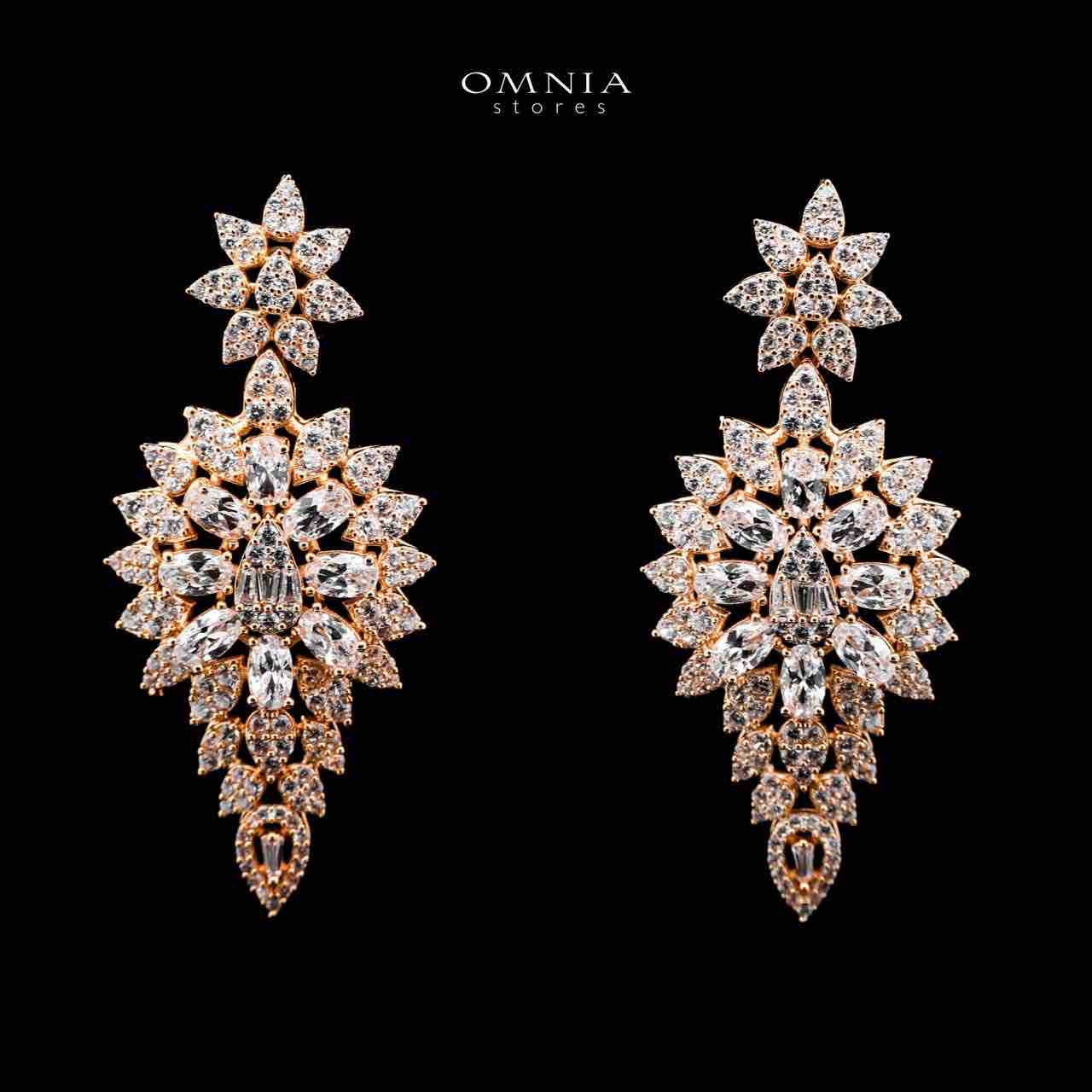 Omnia Hasmaa Golden Bridal Long chain Set In Rhodium Plated with High Quality Zircon Stone image number null