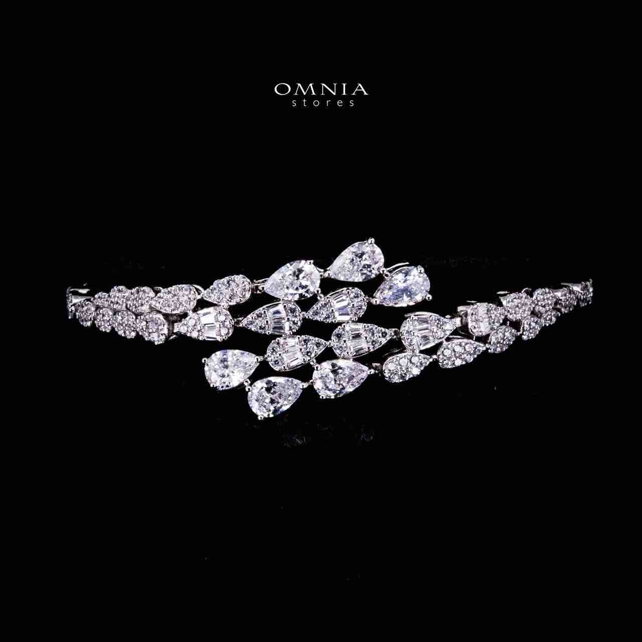 Omnia Senna Luxury Bridal White Full Set in High Quality Zircon Stone Rhodium Plated image number null