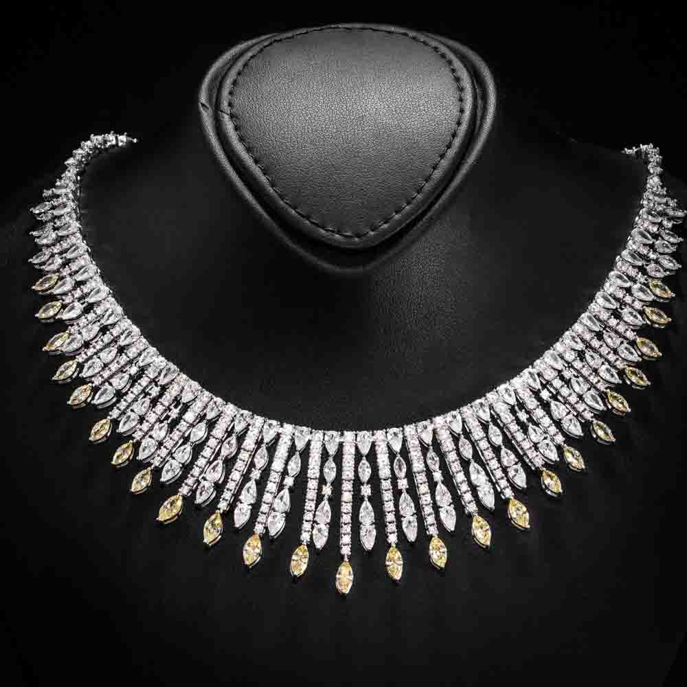 Omnia Lana Yellow Bridal Full Set in High Quality Zircon Stone Rhodium Plated image number null