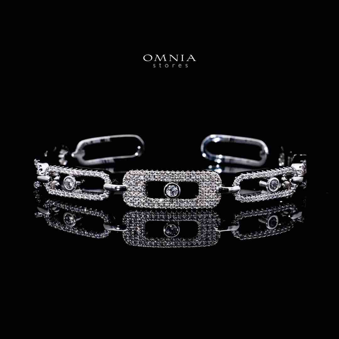 Omnia Amayah Luxury White Bracelet & RIng Set in High Quality Zircon Stone Rhodium Plated image number null