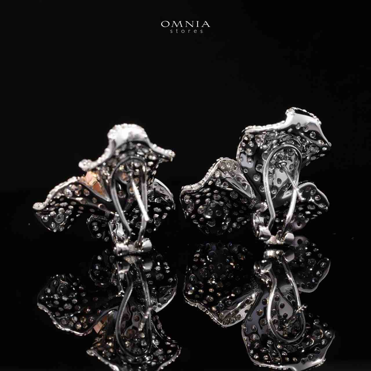 Omnia Lubaina Pink Coral Flower Earrings in 925 Silver Accessories High Quality Simulated Diamonds image number null