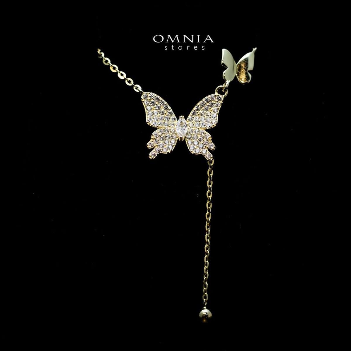 Omnia Hala Butterfly Necklace with High Quality Iced Cut Stone in 92.5 Silver image number null
