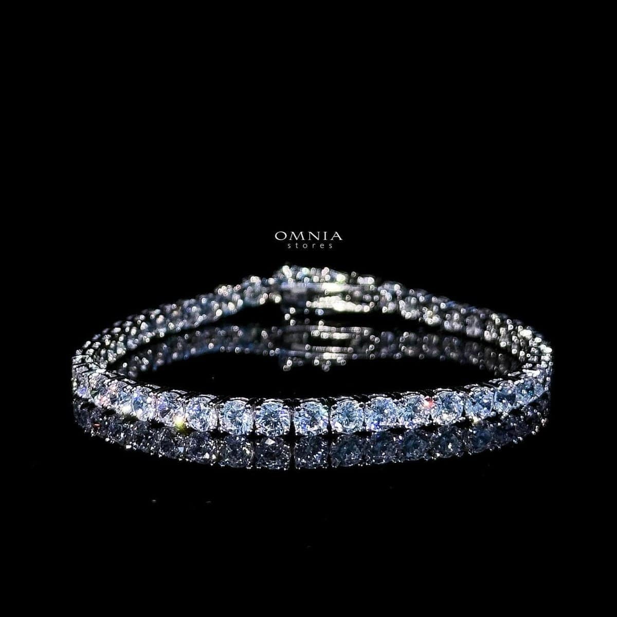 Omnia Imani White Tennis Bracelet in 92.5 Silver with Radiant-Cut 4mm Stones and High-Quality Simulated Diamonds image number null