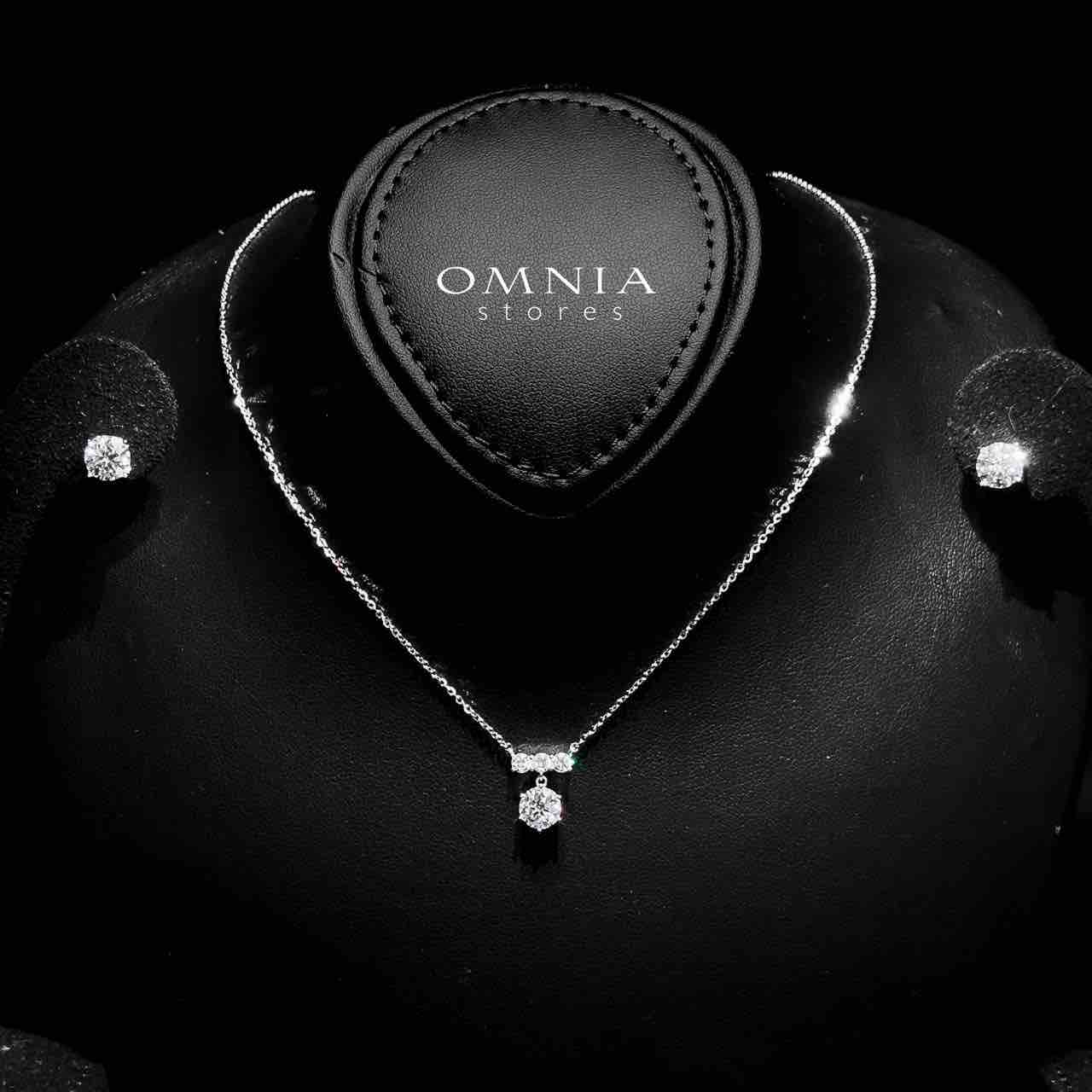 Omnia Azraa White Pendant Necklace And Earrings Set in 92.5 Silver with High-Quality Moissanite Stones image number null