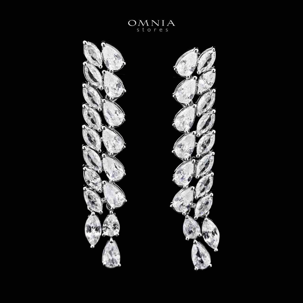 Omnia Nourhane White Double Layer Bridal Full Set in High Quality Zircon Stone in Rhodium Plated image number null