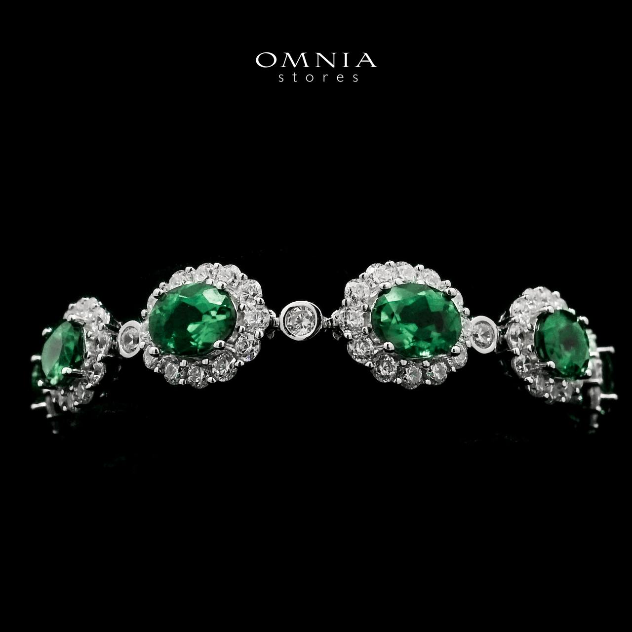 Omnia Mahasin Green Bracelet 925 Silver Certified in High Quality Lab-Grown Emerald Stone image number null