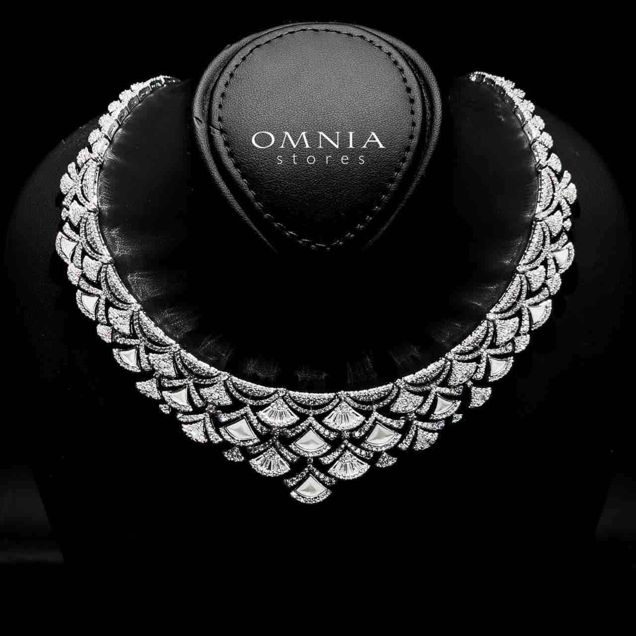 Omnia Bita White Bridal Full Set in High Quality Zircon Stone in Rhodium Plated image number null