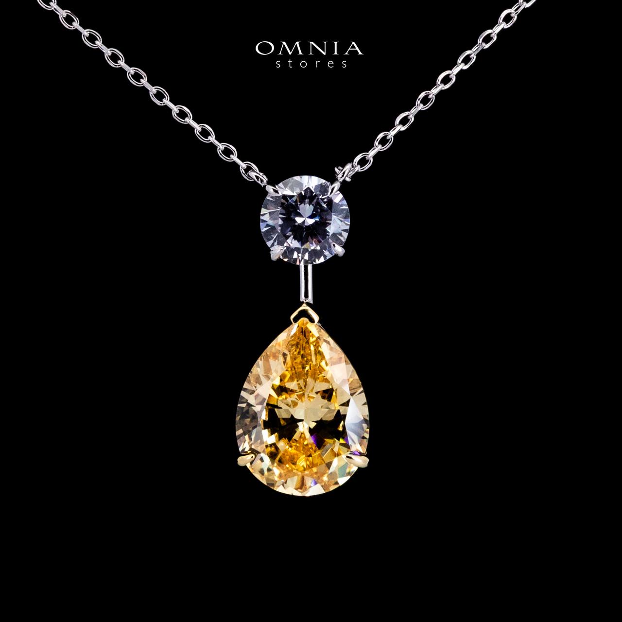 Omnia Danya Yellow Silver Pendant Necklace in 925 Silver with High Quality Simulated Diamonds image number null