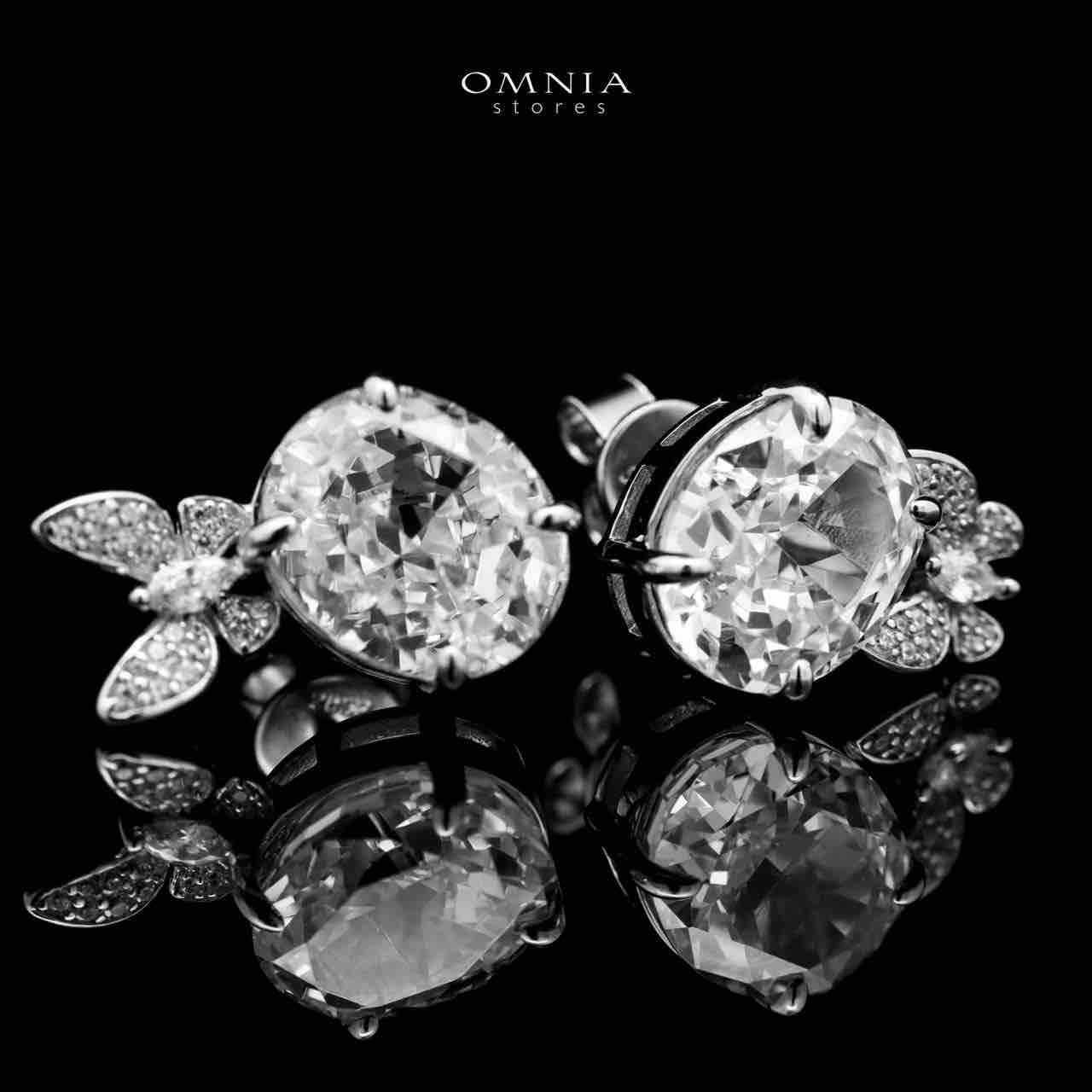Omnia Maysun Pure White Earrings in 92.5 Silver with High Quality Simulated Diamonds image number null