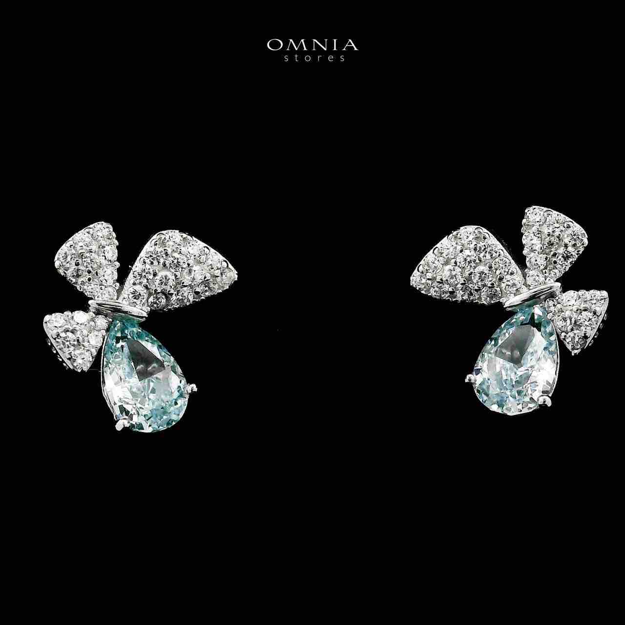 Omnia Nardeen Silver Butterfly Necklace and Earrings Set in 925 Silver with High-Quality Blue Ice Cut Stones image number null