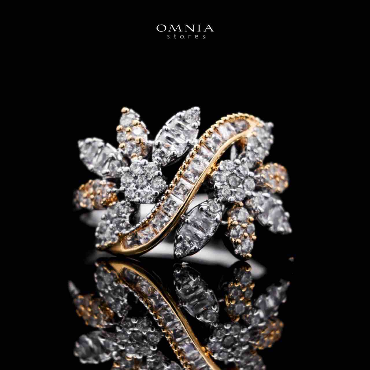 Omnia Abeera Golden Bridal Full Set in High Quality Zircon Stone Rhodium Plated image number null