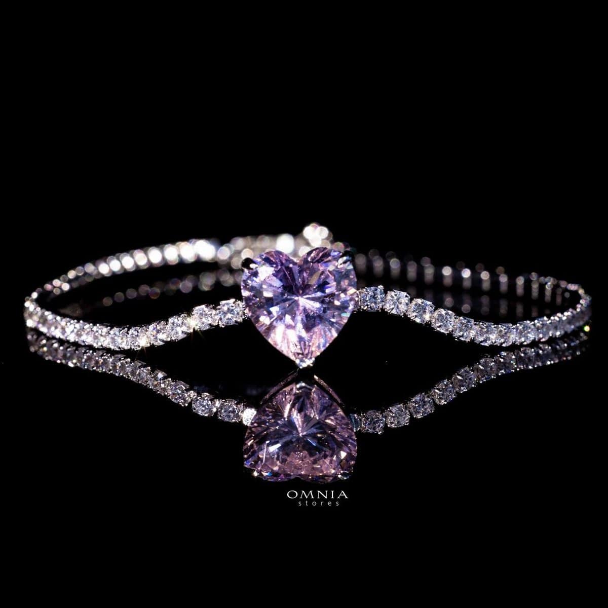 Omnia Louise Pink Bracelet In 92.5 Silver in High Quality Simulated Diamonds image number null