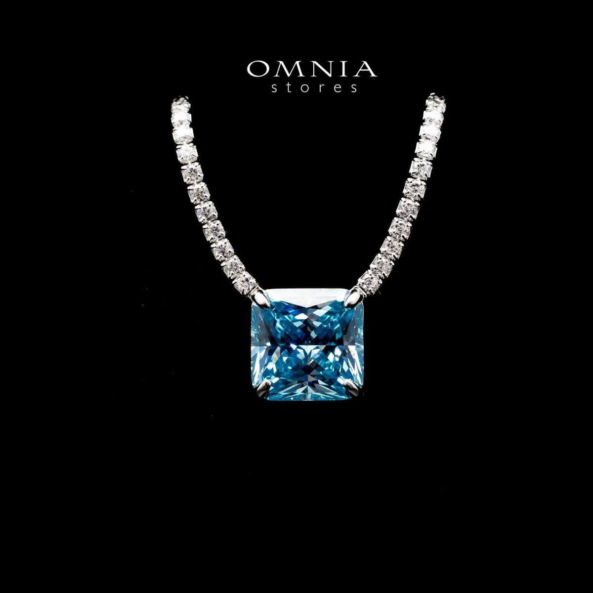 Omnia Bettina Sky Blue Necklace 92.5 Silver in High Quality Simulated Diamonds image number null