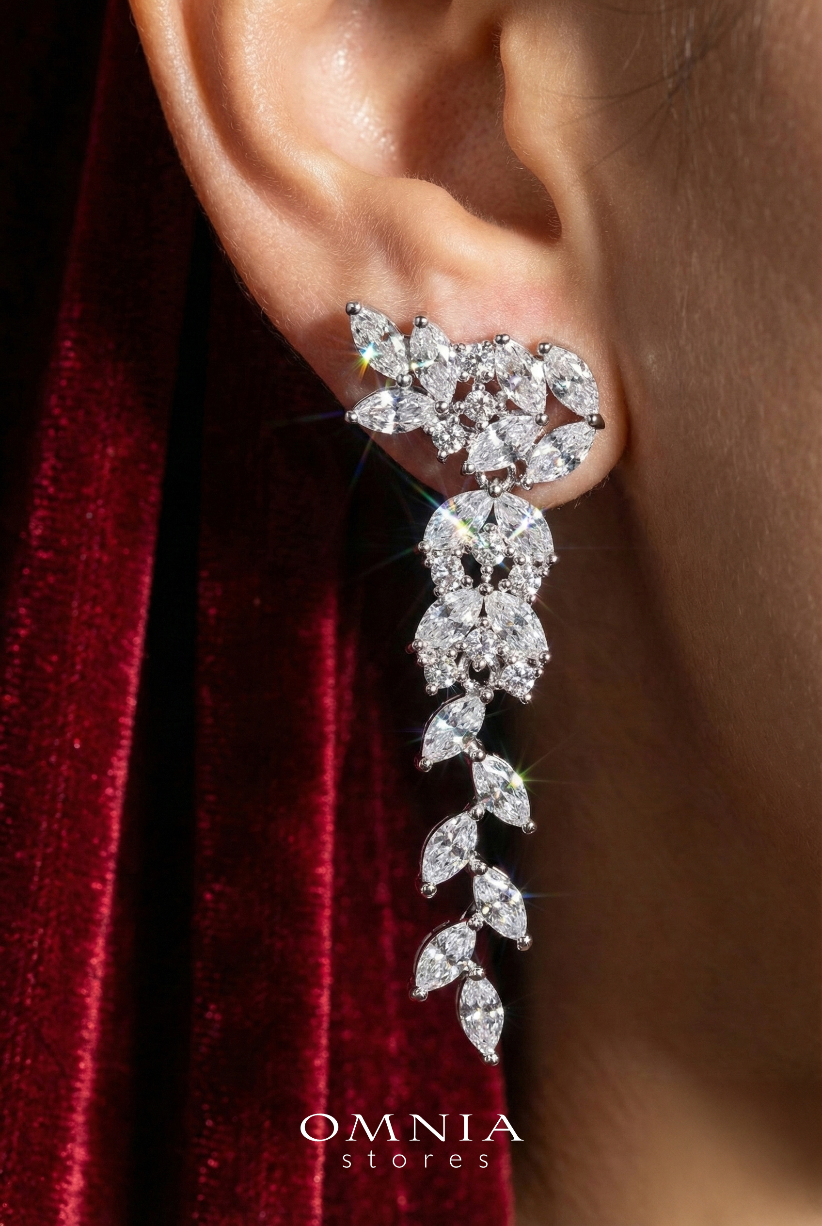 Omnia Nidaa White Bridal Full Set Accessories in High Quality Zircon Stone Rhodium Plated image number null