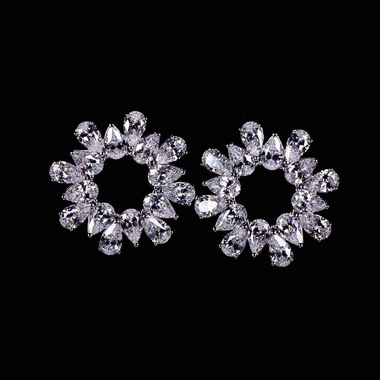 Omnia Ruqaiya White Flower Silver Stud Earrings In 925 Silver High Quality Certified Lab Crafted Stones image number null