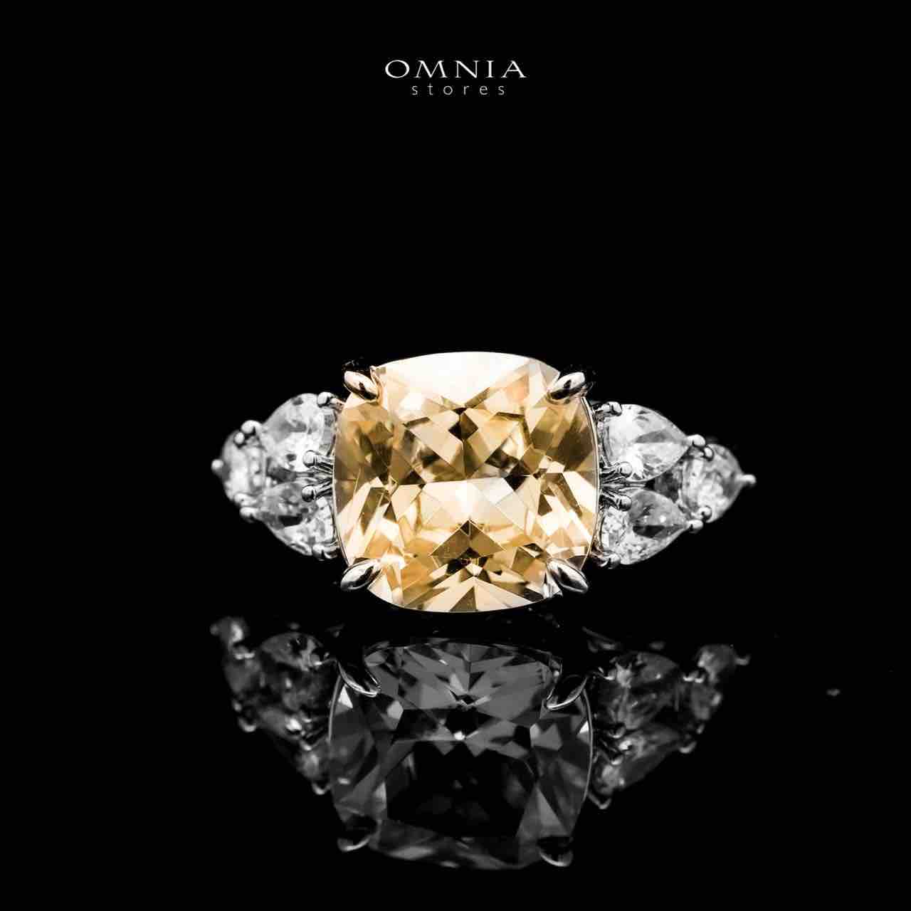 Omnia Nazaha Bridal Full Set in Rhodium Plated with High Quality White and Yellow Zircon Stones image number null