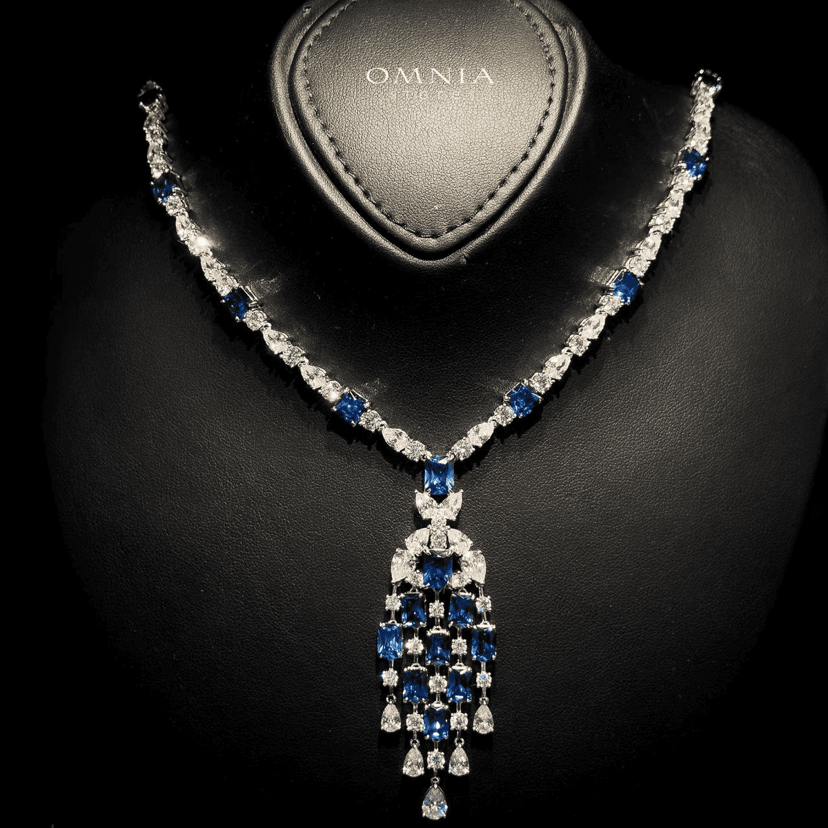 Omnia Israa Blue Necklace In 92.5 Silver High Quality Simulated diamonds image number null