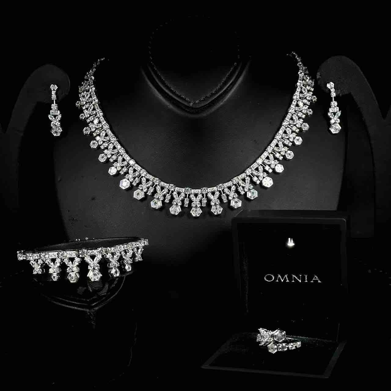 Omnia Nudhar White Bridal Full Set in 925 Silver High Quality Simulated Diamonds image number null