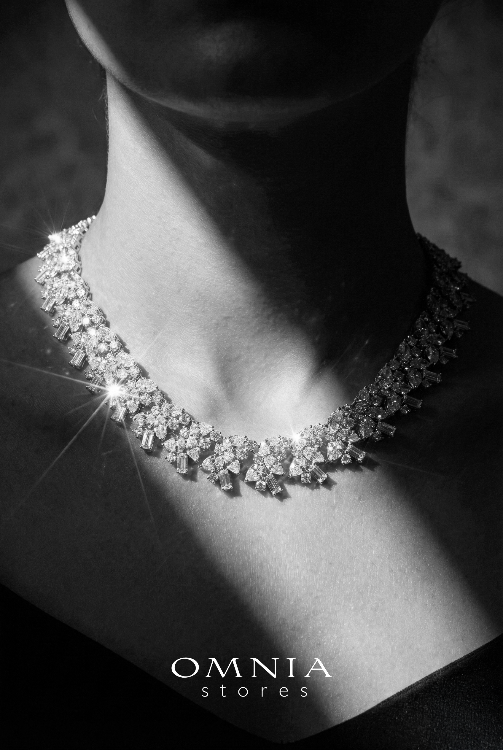 Omnia Farheen White Necklace With High Quality Caertified Lab Crafted Stones In 925 Silver image number null