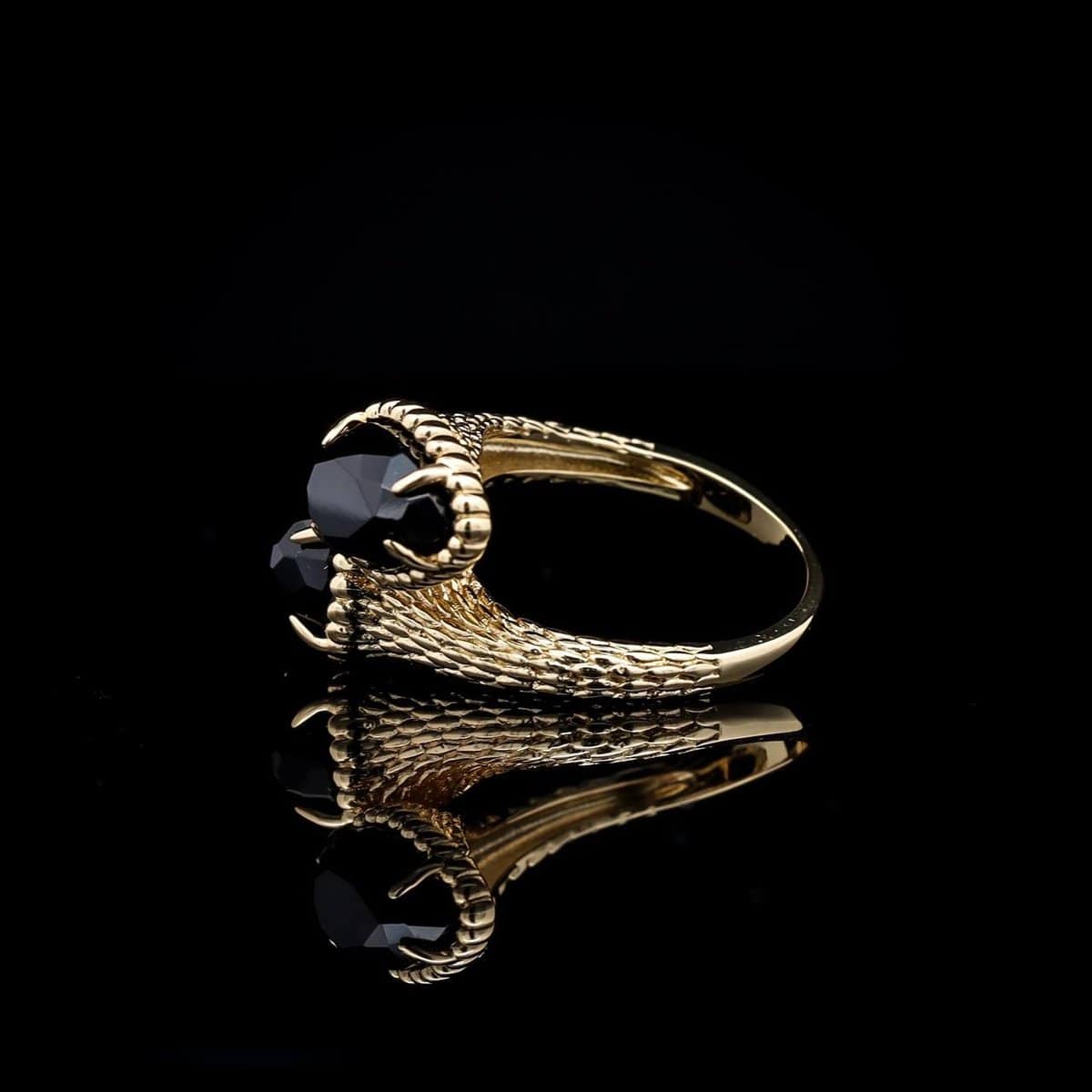 Omnia Ring in Black Agate Stone in High-Quality Gold Plated image number null