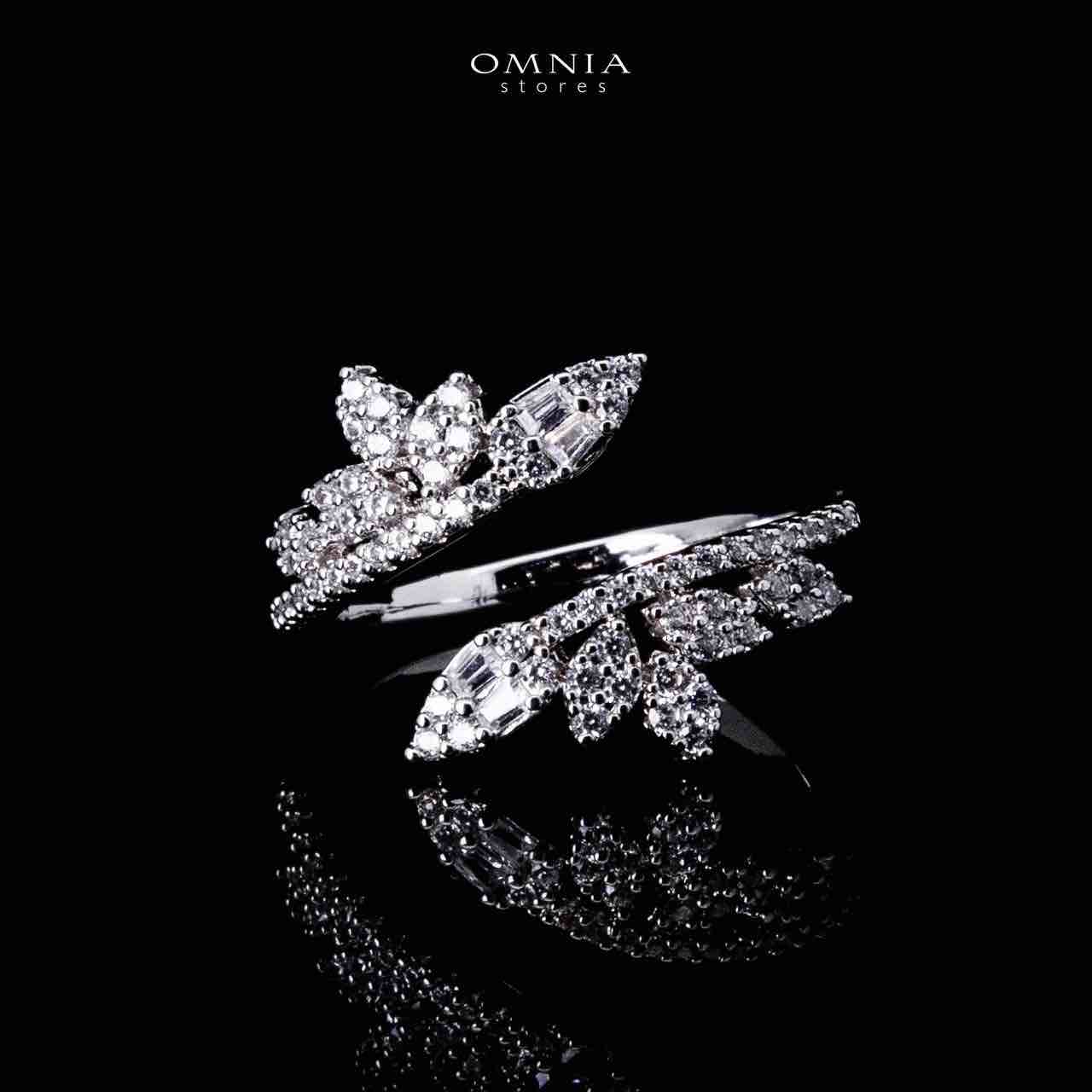 Omnia Manal Luxury Bridal White Leaf Design Full Set in High Quality Zircon Stone Rhodium Plated image number null