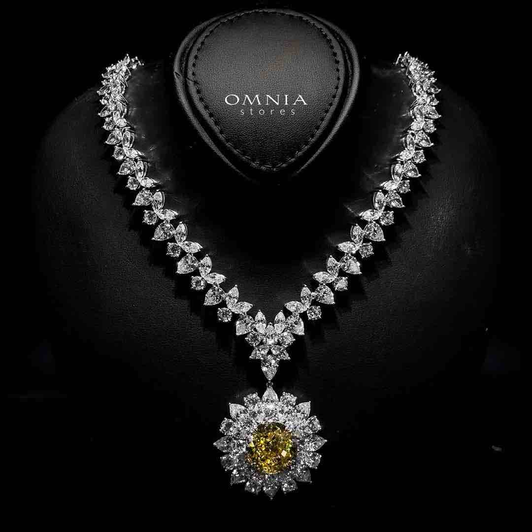 Marjan Sunflower Yellow Necklace In 925 Silver Certified High Quality Lab Grown Stones image number null