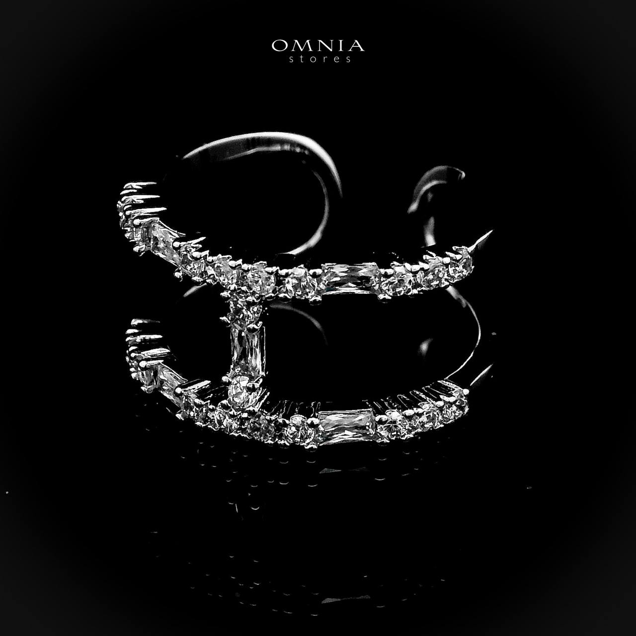 Omnia Camilia Silver Bangle & Ring With Rhodium Plated In High Quality Zircon Stone image number null