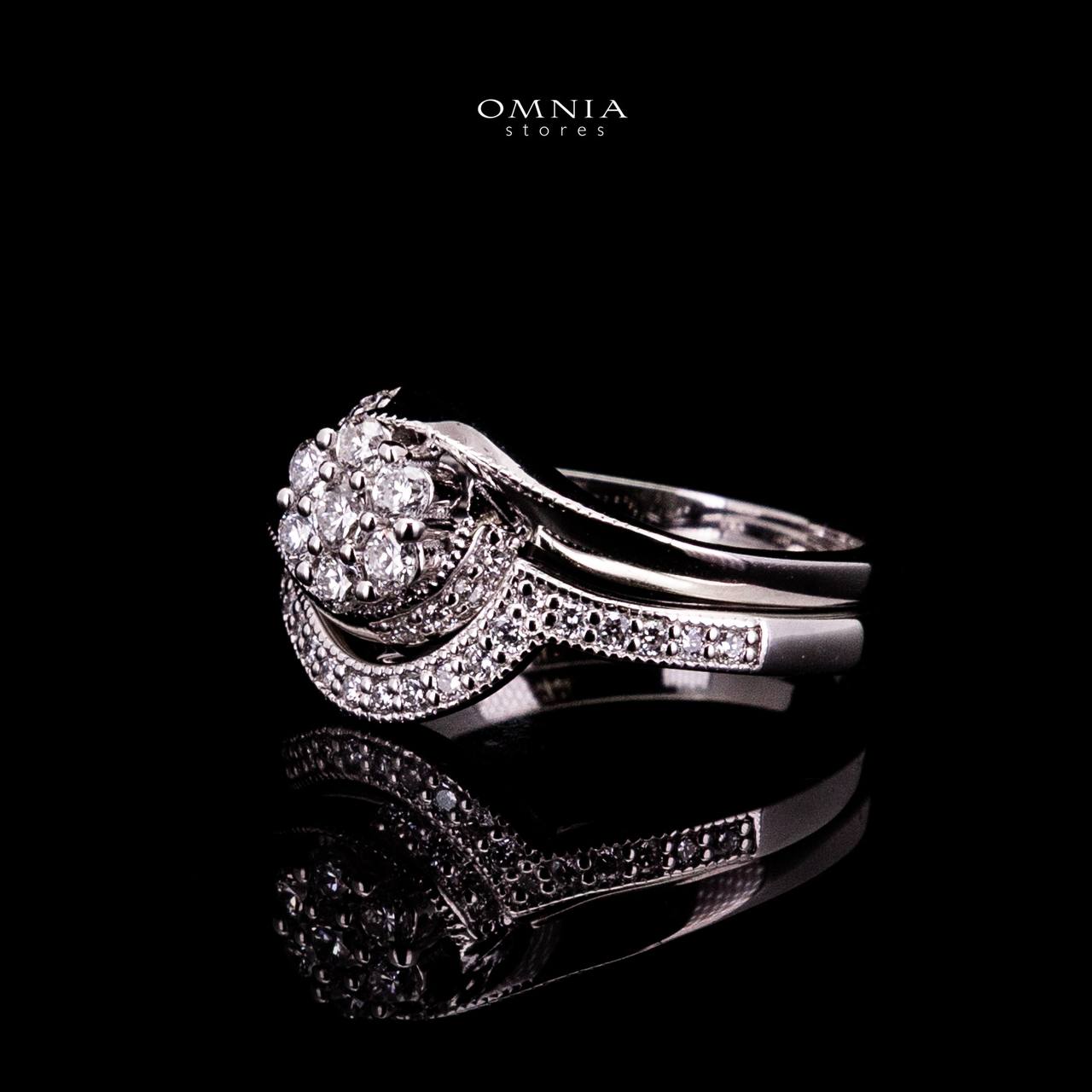Omnia Sariya White Silver Ring 925 Silver in High Quality Lab Grown Stones image number null