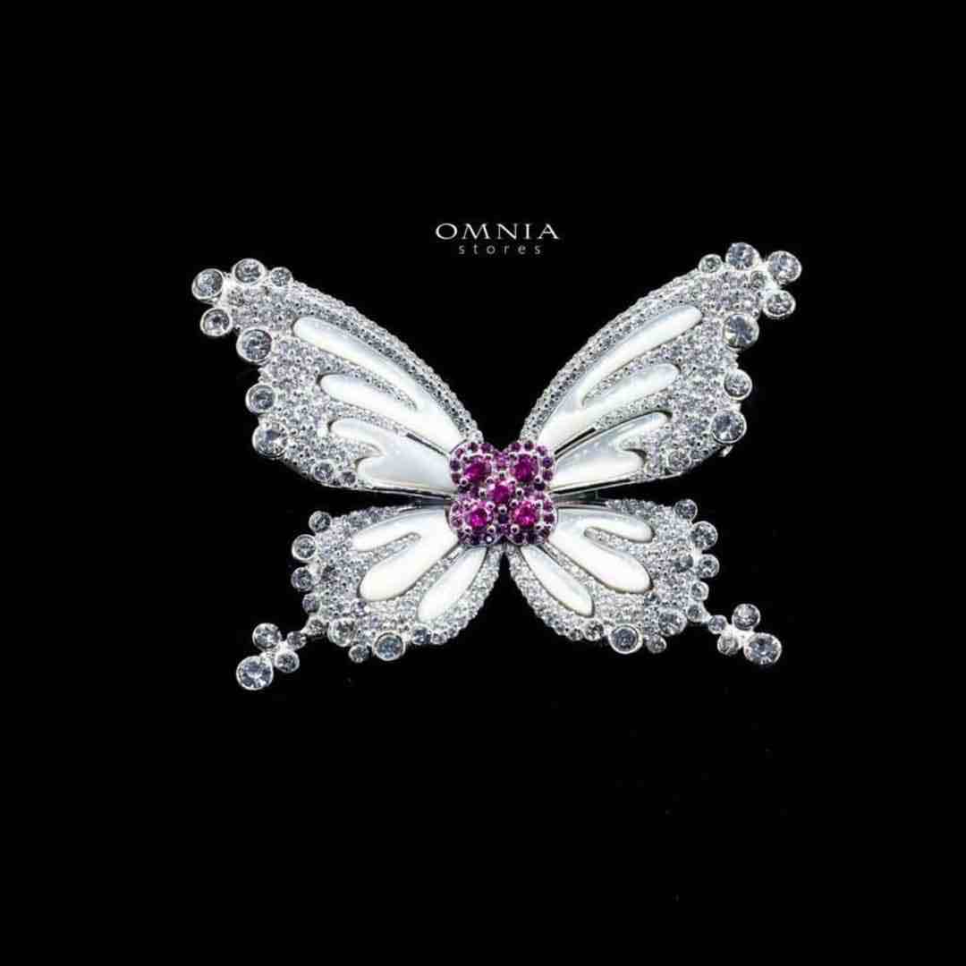 Omnia Lateefa Butterfly brooch in 92.5 Silver High Quality Simulated diamonds image number null