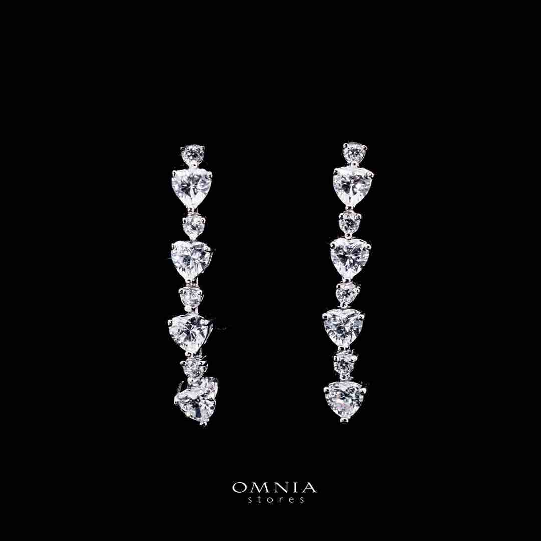 Omnia Radhwa White Heart Tennis Necklace, Earrings and Bracelet Set in 925 Silver with High Quality Simulated Diamonds image number null