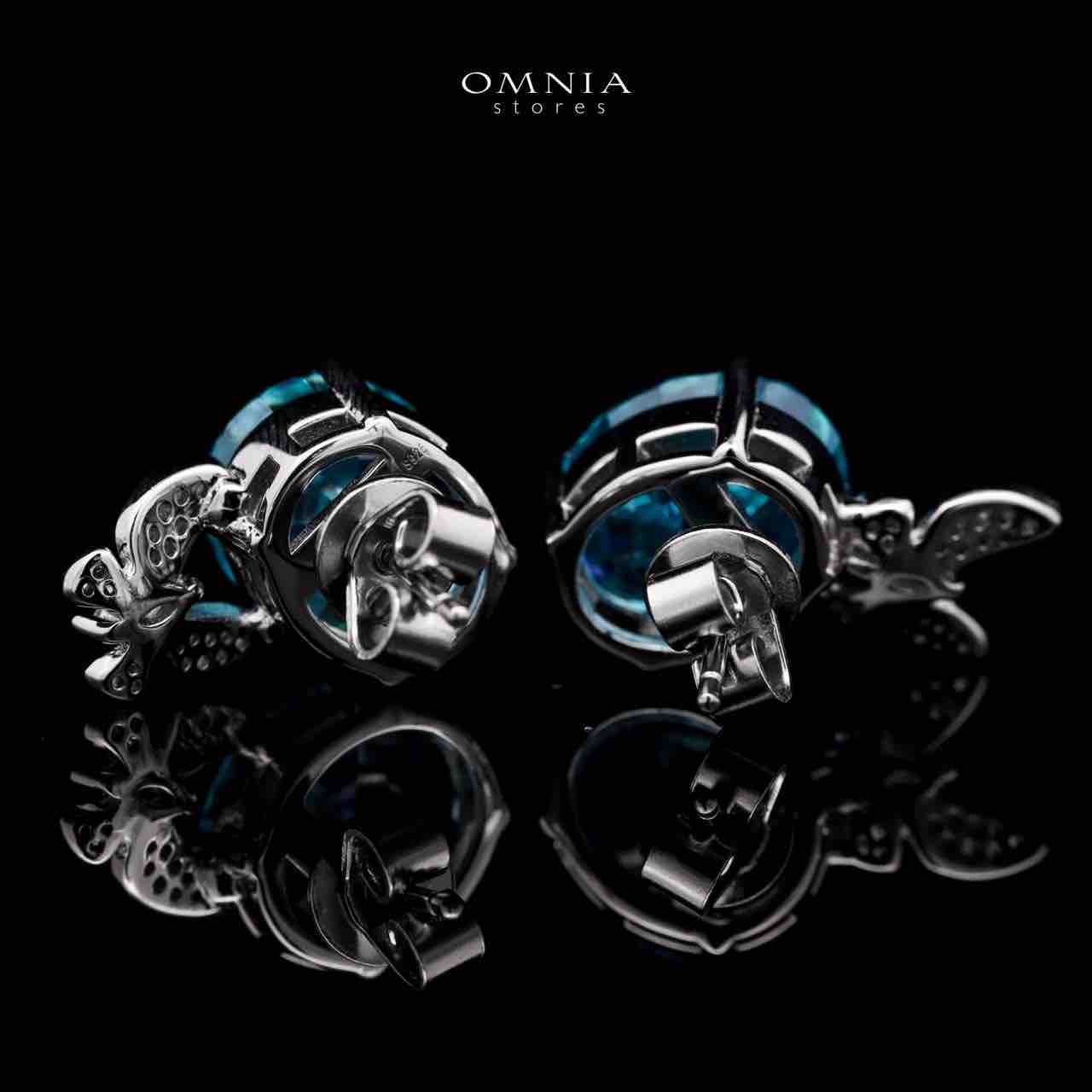Omnia Maysun Baby Blue Earrings in 92.5 Silver with High Quality Simulated Diamonds image number null