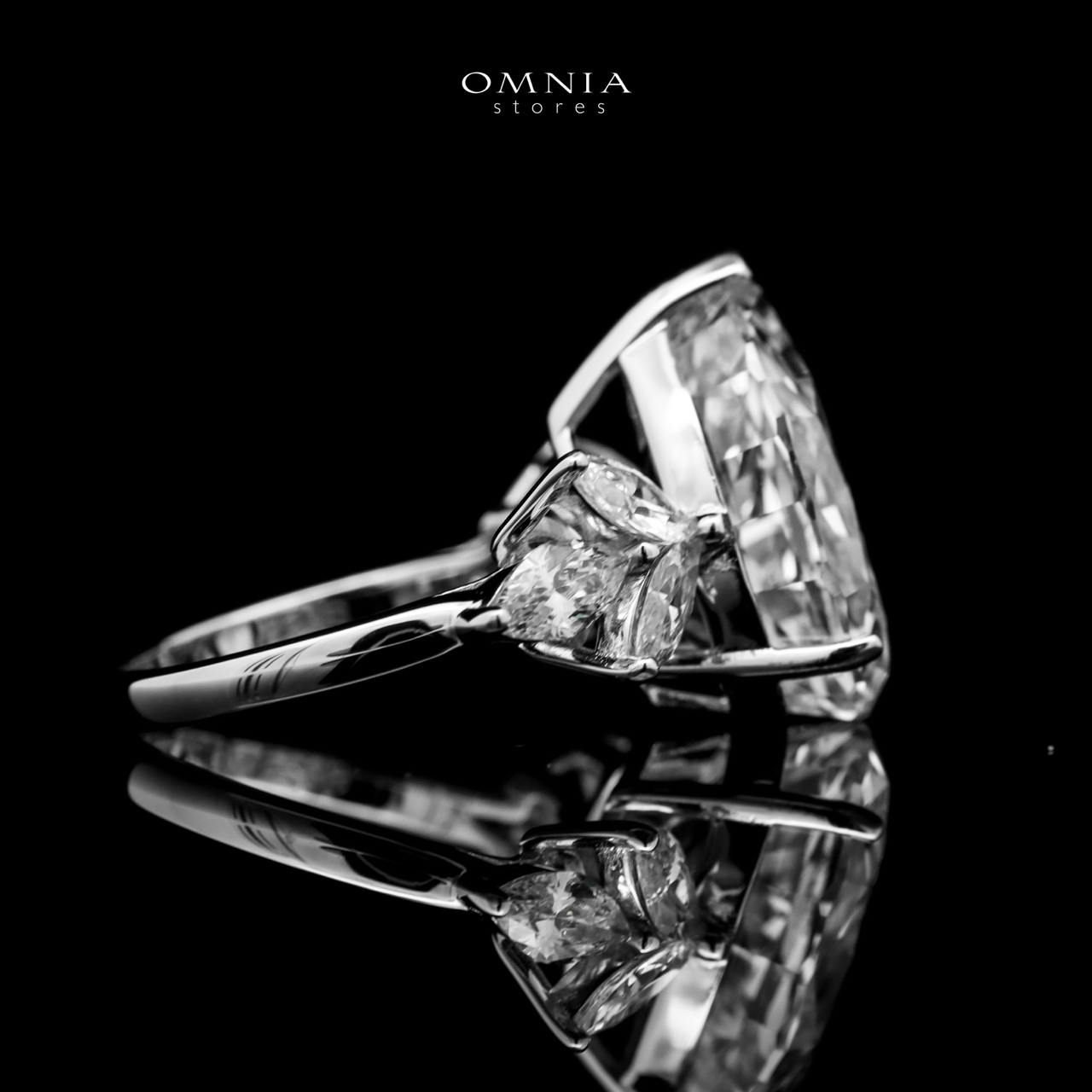 Omnia Rawiah Silver Ring in 925 Silver with High Quality White Simulated Diamonds Stones image number null