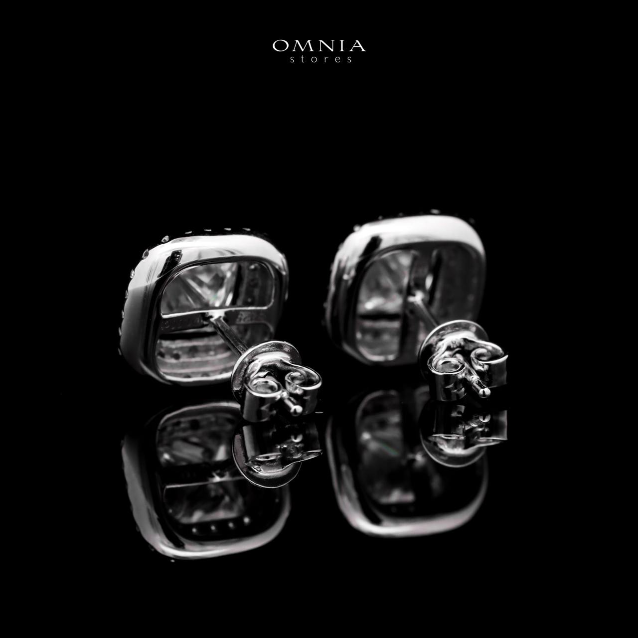 Omnia Ghaidaa Silver Square Stud Earrings 925 Silver in GRA Certifited High Quality White Moissanite Stones image number null