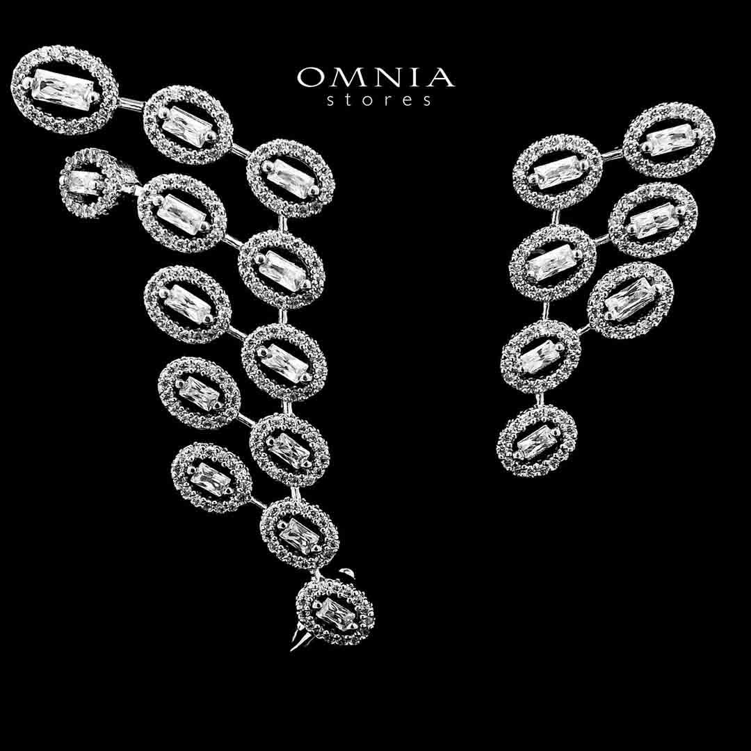 Golbahar Winged Silver Color Earrings in High Quality Zircon Stone in Rhodium Plated image number null