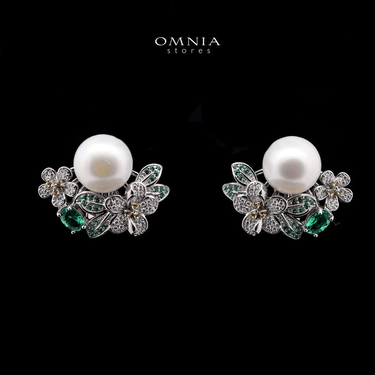 Omnia Micaela Freshwater Pearl with High-Quality Simulated Diamonds in 92.5 Silver image number null