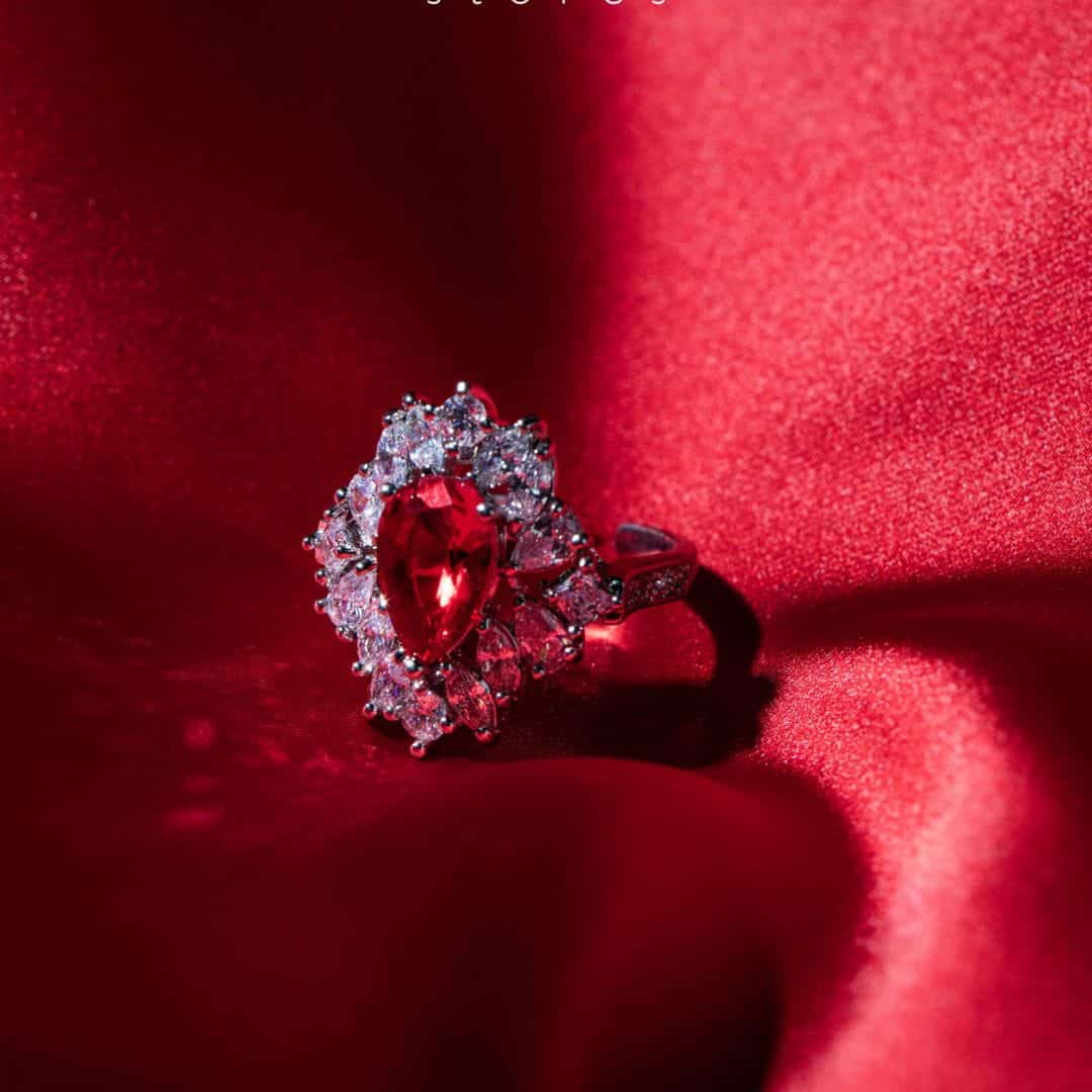 Omnia Suhana Red Bridal Full Set in High Quality Simulated Diamonds image number null