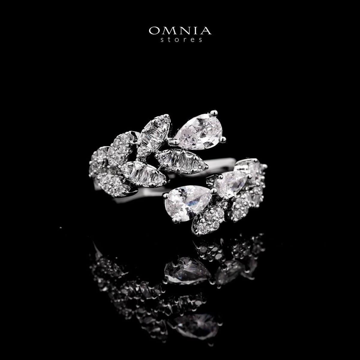 Omnia Yasira Leaf-Design White Luxury Bridal Full Set in High Quality Zircon Stone Rhodium Plated image number null