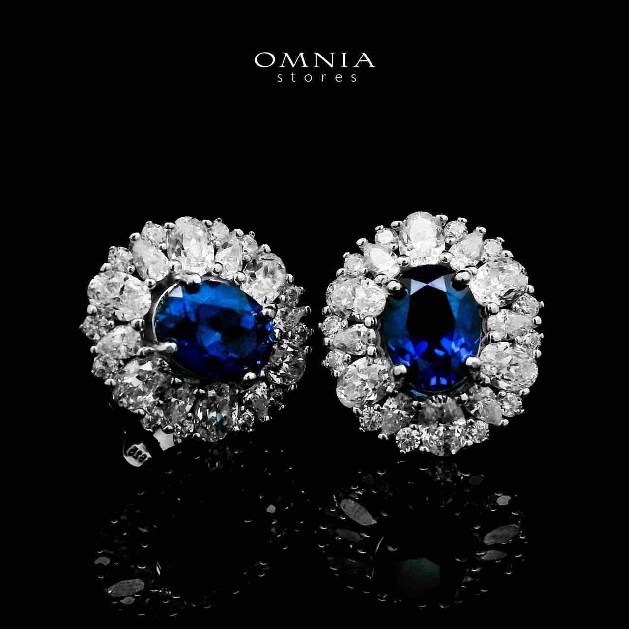 Omnia Amilah Blue Earrings 925 Silver in GRC Certifited High Quality Sapphire Blue Lab Grown Stones image number null