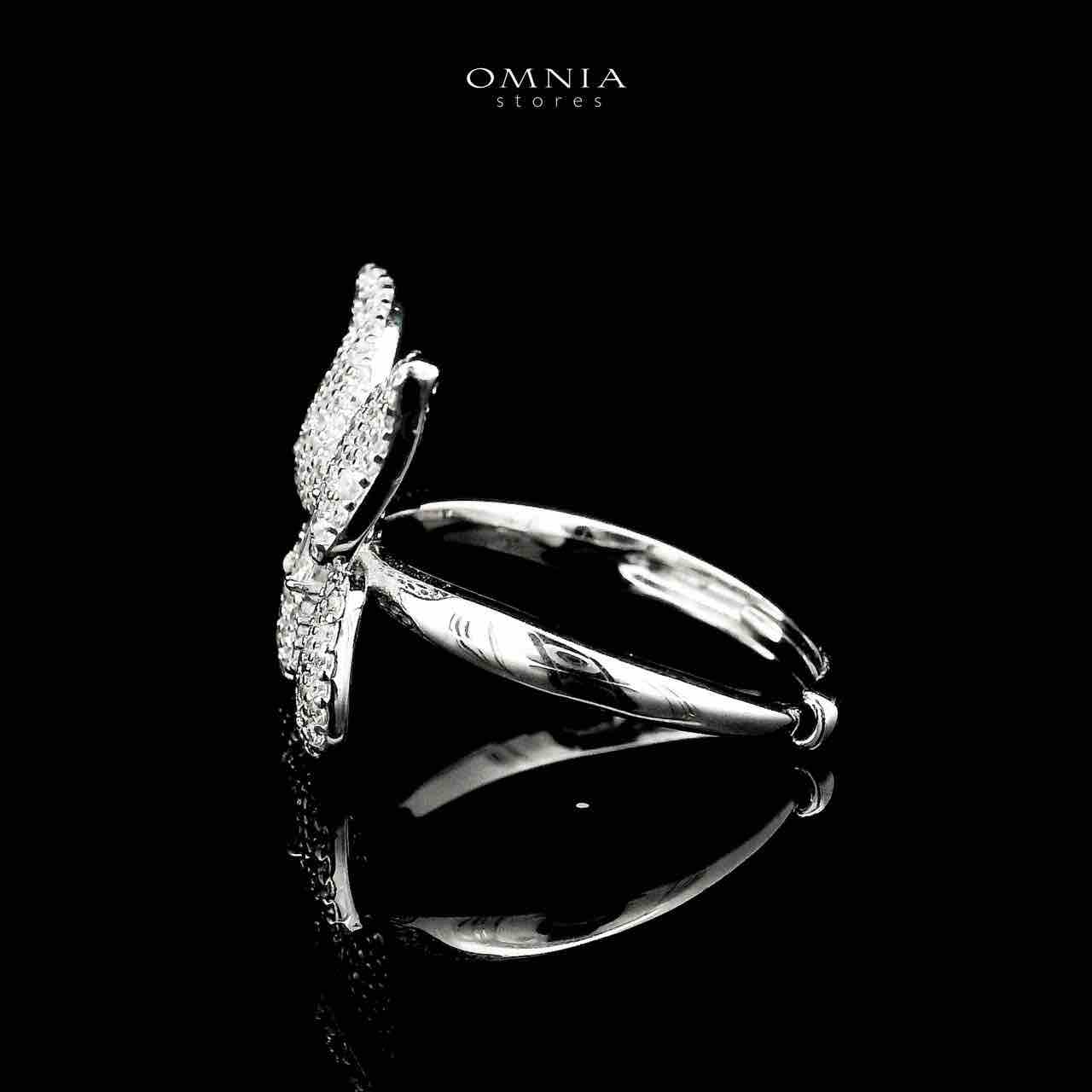 Omnia Kayan Silver Butterfly Ring in 925 Silver with High-Quality White CZ Zircon Stones image number null