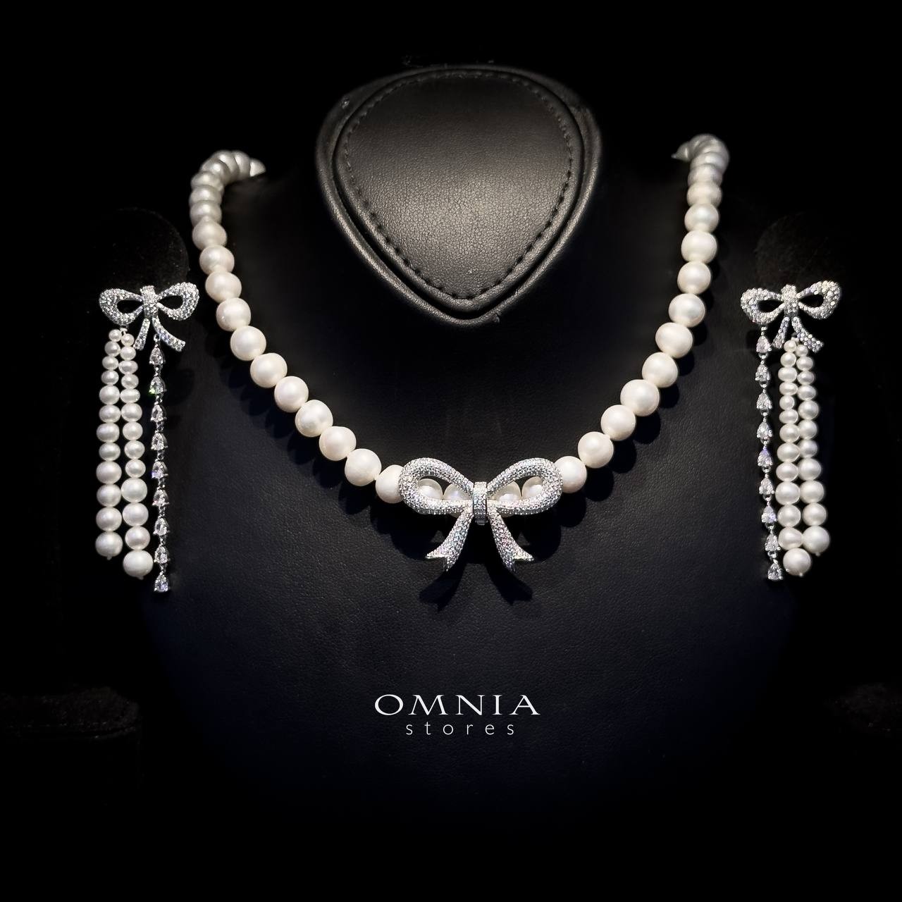 Omnia Zahraa Fresh Water Pearl Set in 92.5 Silver with High Quality Simulated Diamonds image number null