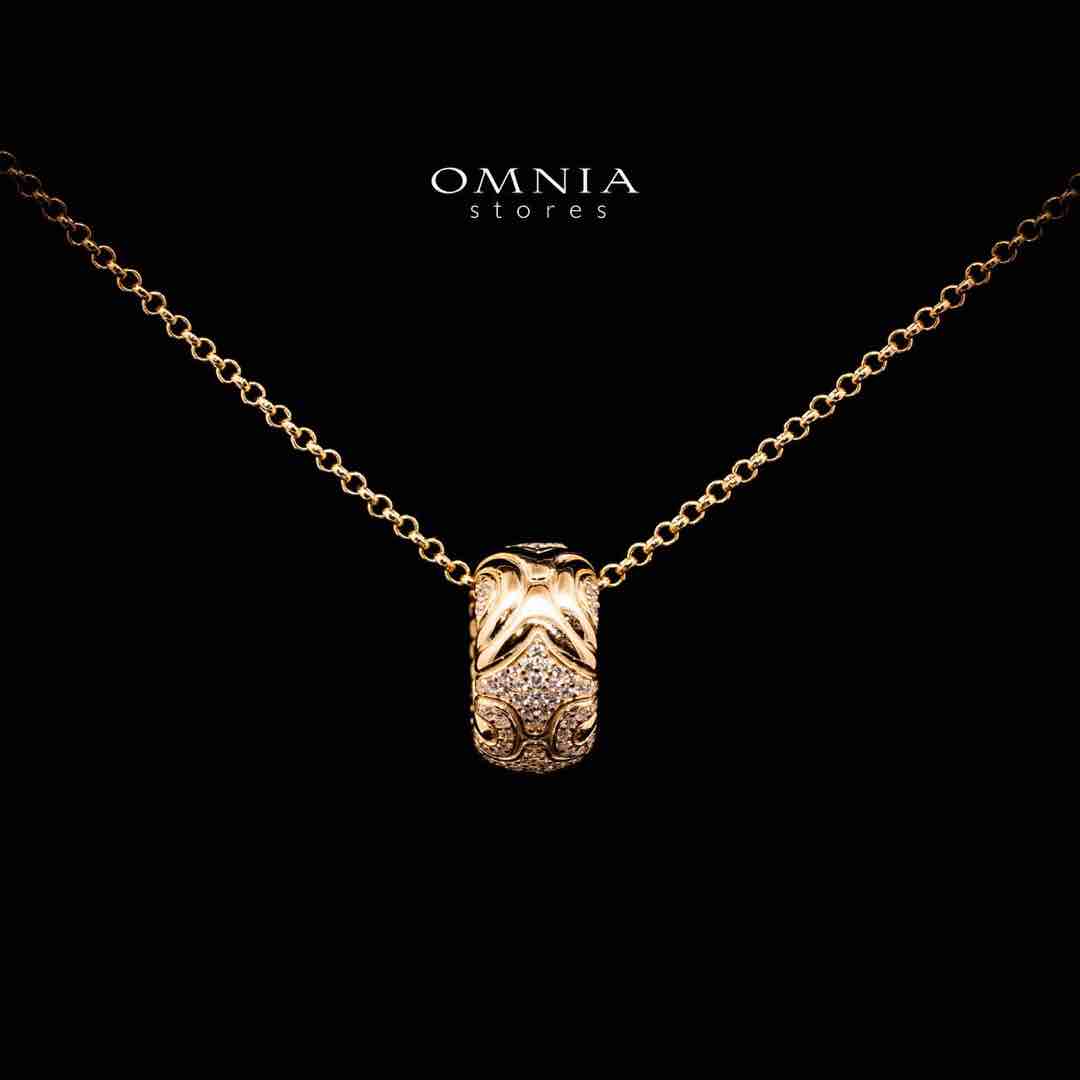 Omnia Hajar Golden Pendant Necklace in 925 Silver In High Quality Simulated Diamonds image number null