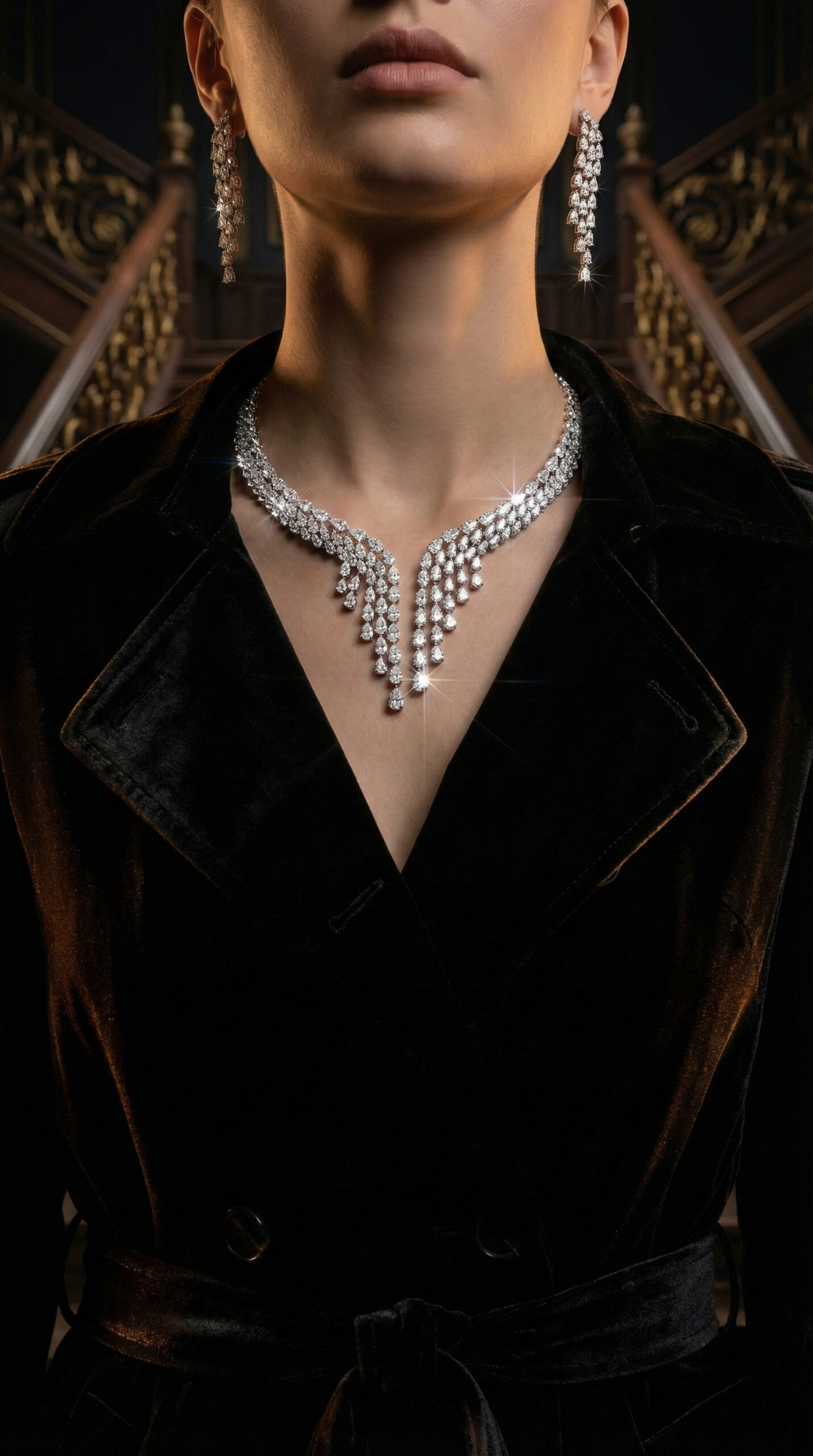 Omnia Senna Luxury Bridal White Full Set in High Quality Zircon Stone Rhodium Plated image number null