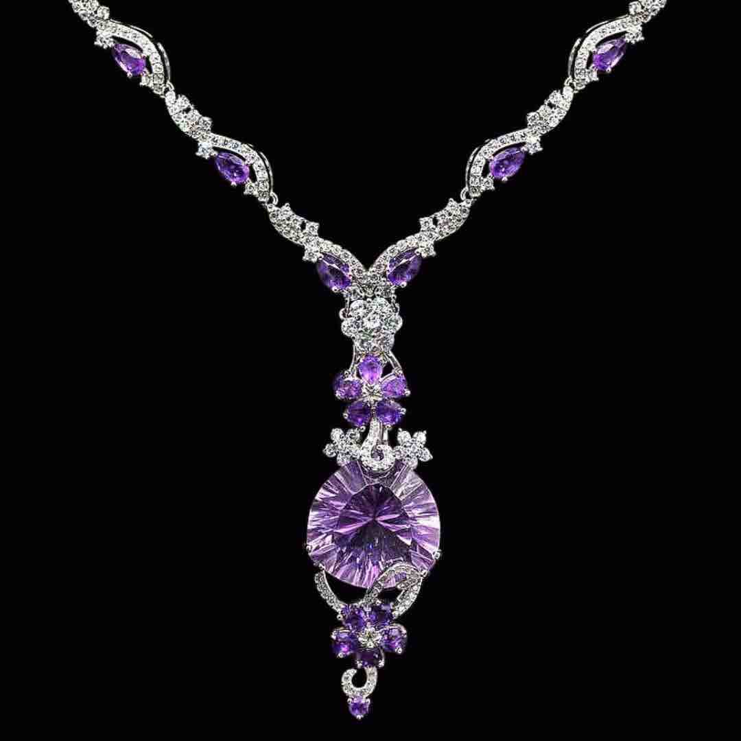 Omnia Hafsa Necklace in 92.5 Silver High Quality Amethyst stone image number null