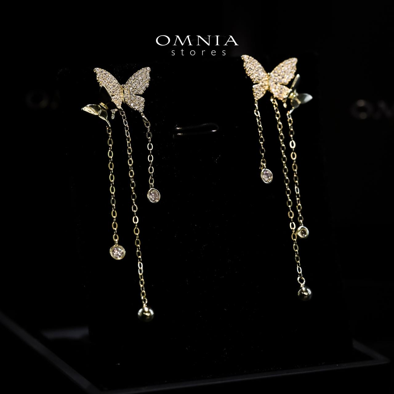 Omnia Naima Gold Earrings in 925 Silver with High-Quality Zircon Stones image number null
