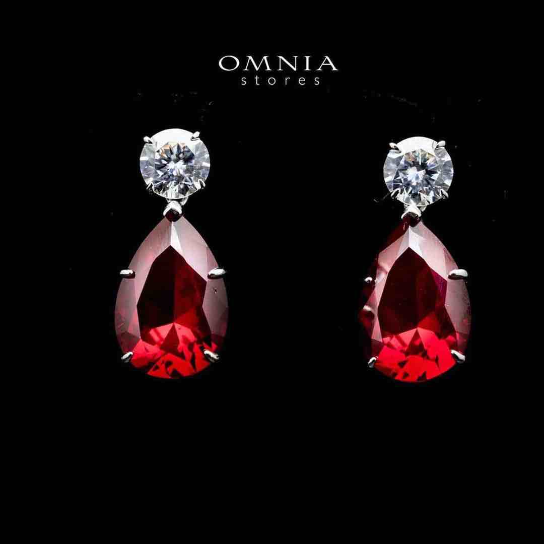 Omnia Byna&nbsp;Red Earring in 92.5 Silver Accessories In High Quality Simulated Diamonds image number null