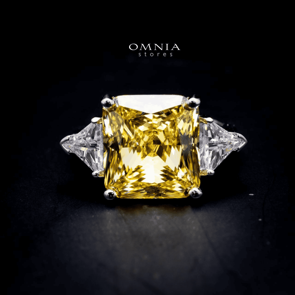 Omnia Adelina Yellow Ring 1.25 Carat Ring 92.5 Silver in High Quality Simulated Diamonds image number null