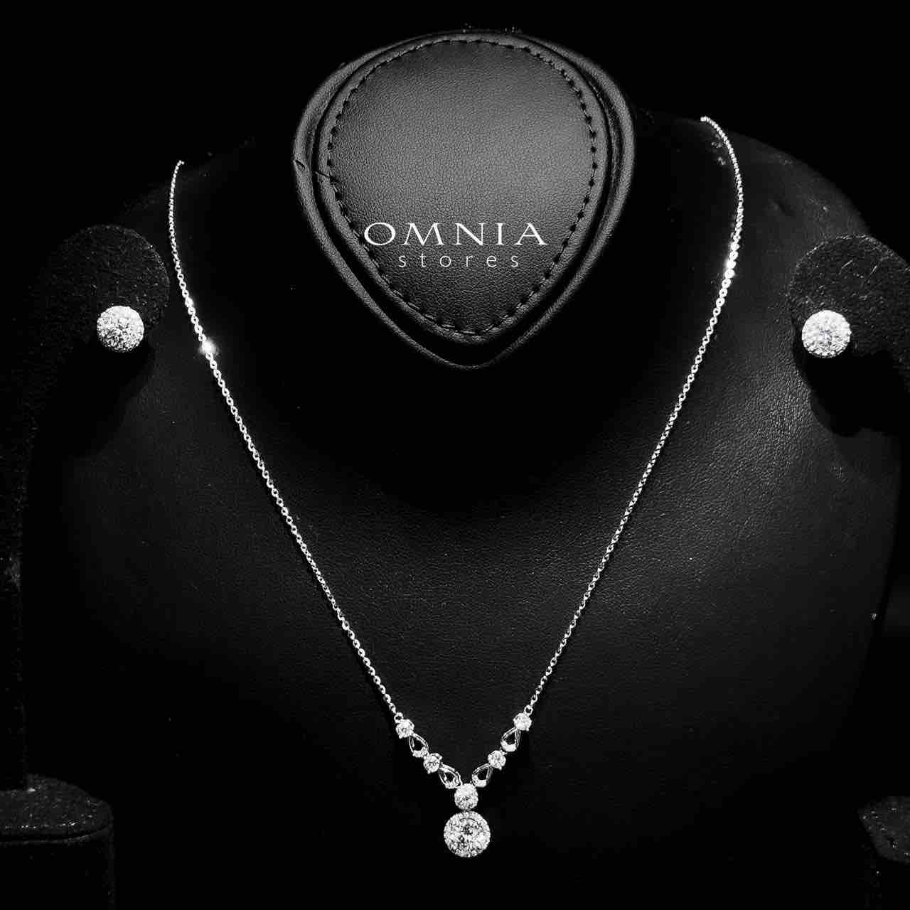 Omnia Badia White Pendant Necklace And Earrings Set in 92.5 Silver with High-Quality Moissanite Stones image number null