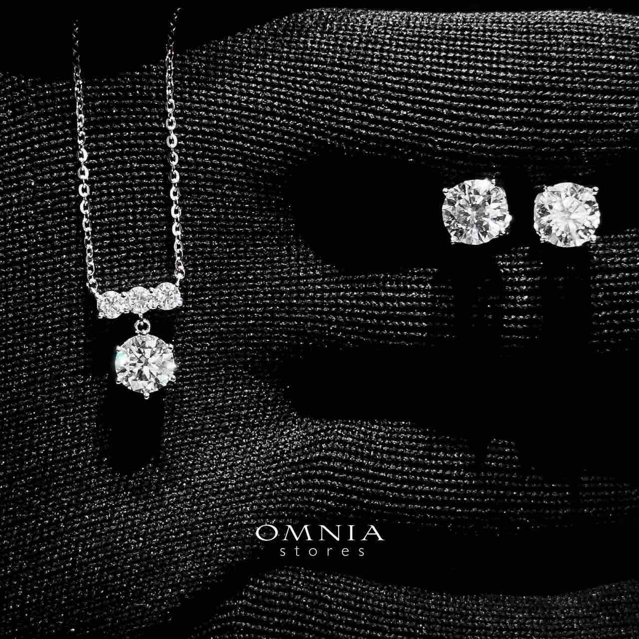 Omnia Azraa White Pendant Necklace And Earrings Set in 92.5 Silver with High-Quality Moissanite Stones image number null